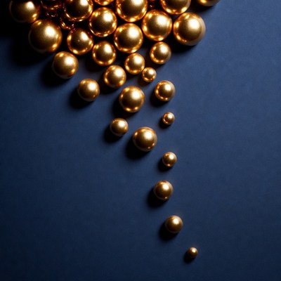 Gold spheres arranged on dark surface