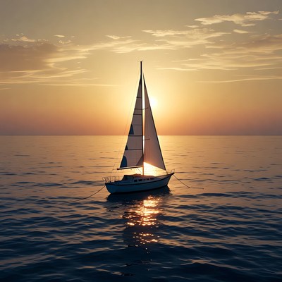 Sailboat on water at sunset