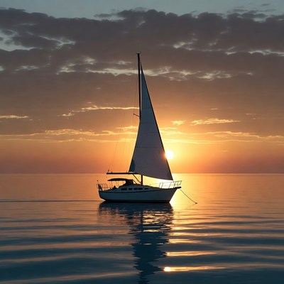 Sailboat on water at sunset