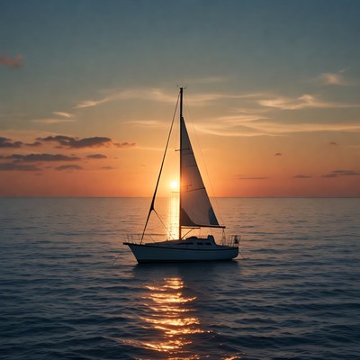 Sailboat at sunset on water