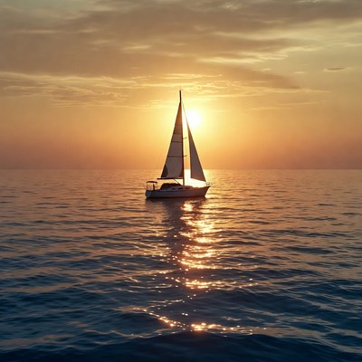 Sailboat on water at sunset
