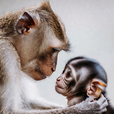 Mother monkey and baby bond