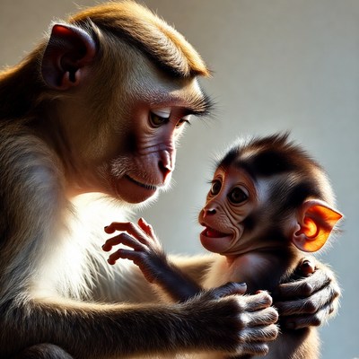 Mother and baby monkey interaction