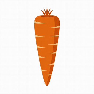 Carrot with green top standing upright