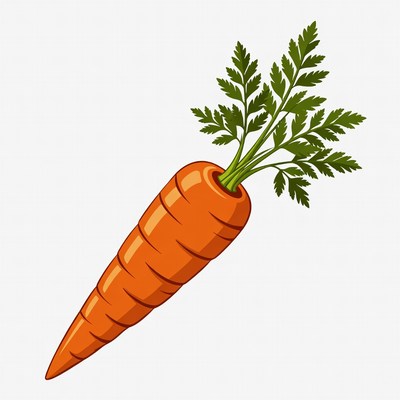 Carrot with green leaves on top