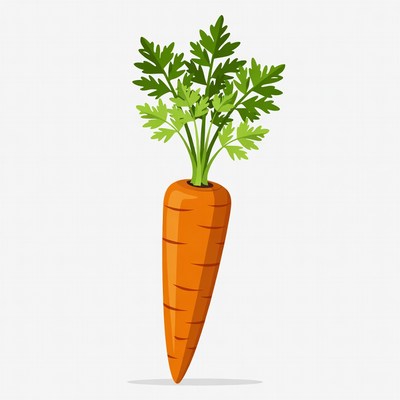 Carrot with green leaves on top