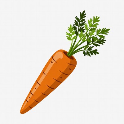 Carrot with green leaves on top