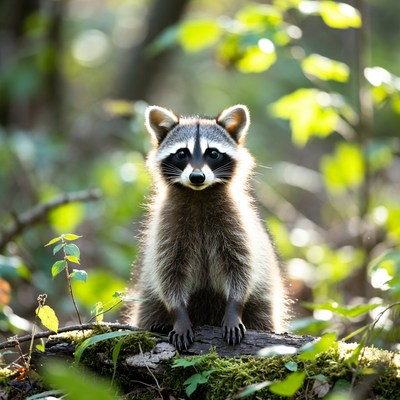 Raccoon in the forest during daylight