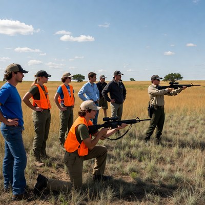 Participants engage in outdoor shooting practice
