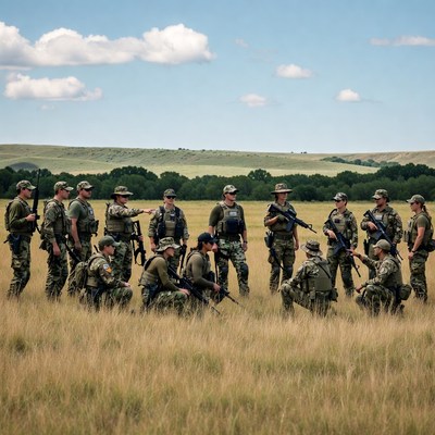 Military training in open field