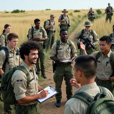 Group of trainees learning in the field