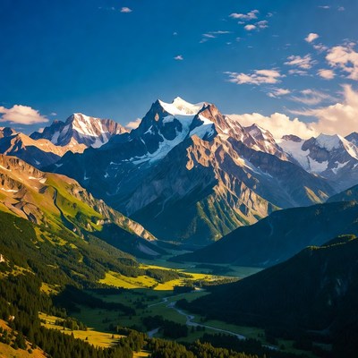 Majestic mountains under clear sky