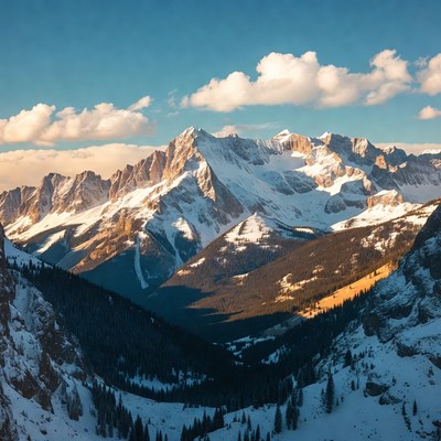 Mountains with sunset and clouds