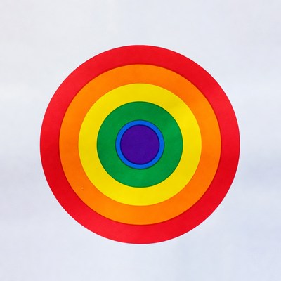 Colorful concentric circles on a white background