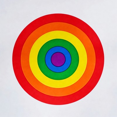 Colorful concentric circles on plain background