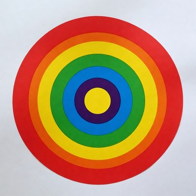Colorful concentric circle pattern on white