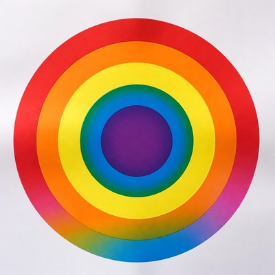 Colorful concentric circles on white background