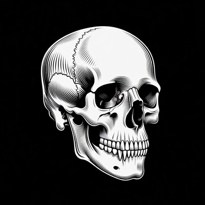 Skull design on black background