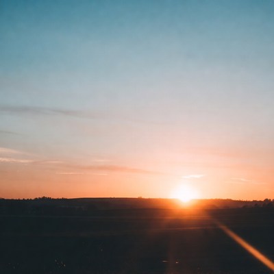 Sunset over the horizon in the countryside