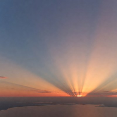 Sunrise over the ocean horizon