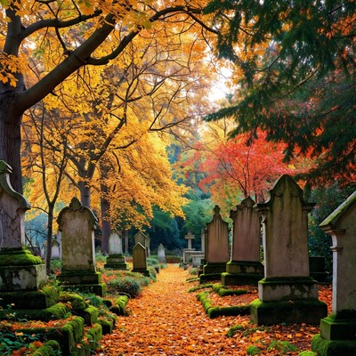 Fall colors in a quiet cemetery