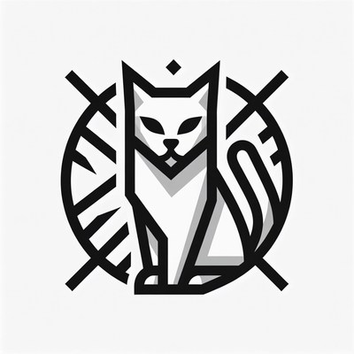 Cat illustration with bold lines and shapes