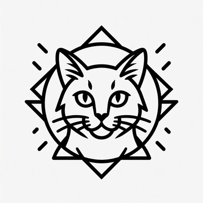 Cat face geometric line drawing