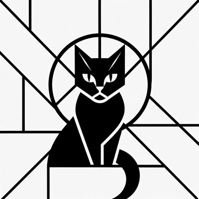 Stylized black cat art deco