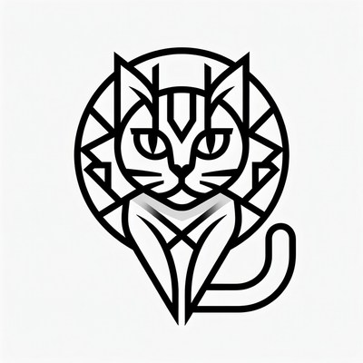 Geometric cat design on white