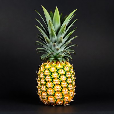 Ripe pineapple on black background