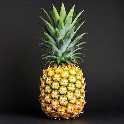 Pineapple on black background studio