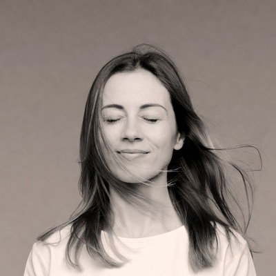 Woman meditating in the wind