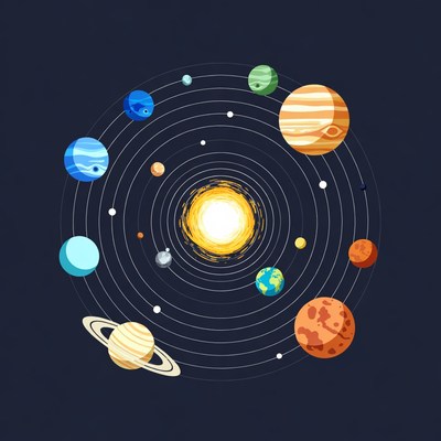 Solar system with planets and sun