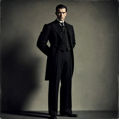 Man in formal wear stands still