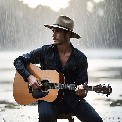 Playing guitar in the rain