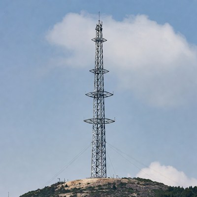 Communication tower on mountain peak