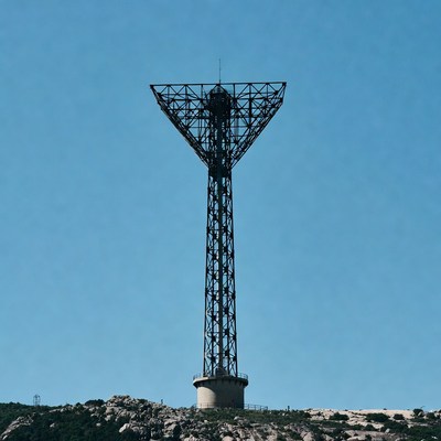 Tower structure on rocky hill
