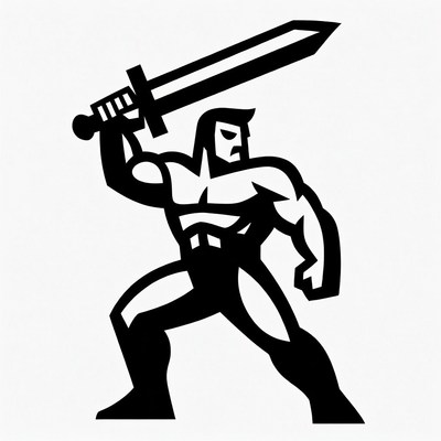 Hero holding a sword in battle stance