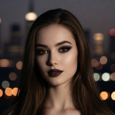 Urban skyline portrait at dusk