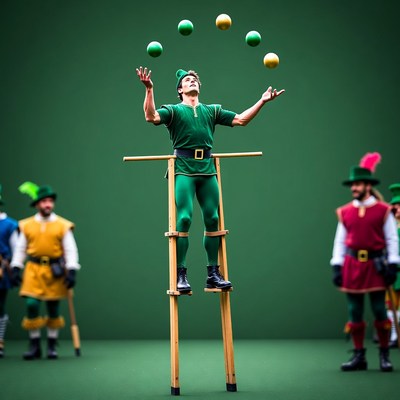 Juggler on stilts with audience watching