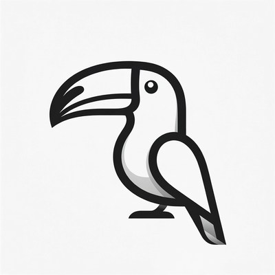 Tucan sitting on white background