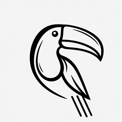 Toucan head outline in black design