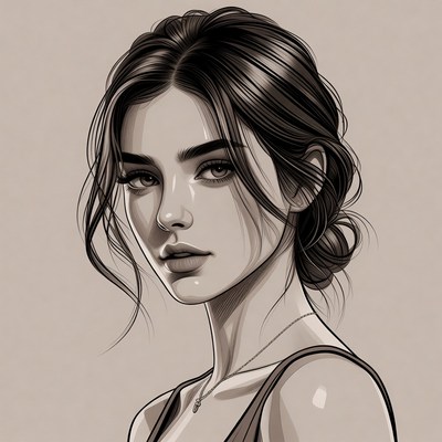 Drawing of a woman with long hair