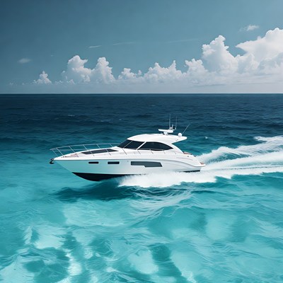Luxury boat cruising in blue water