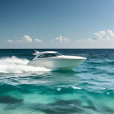Speeding boat on ocean waves