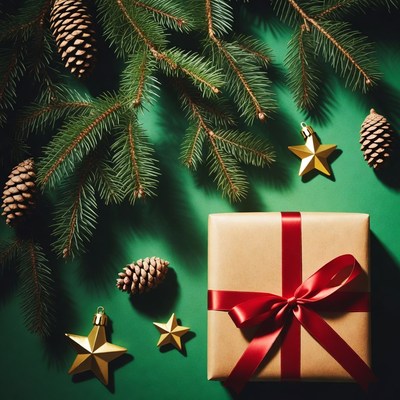 Festive gift preparation with decorations