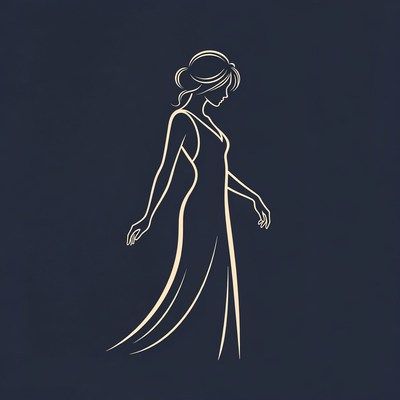 Woman in dress silhouette design