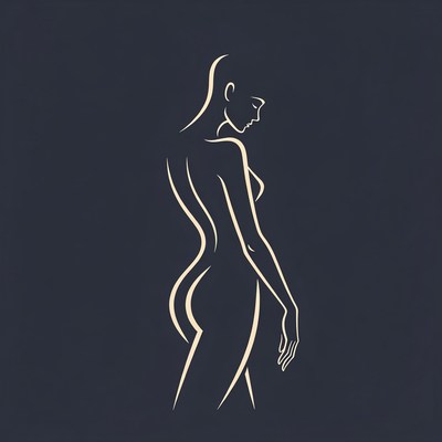 Simple line drawing of a woman