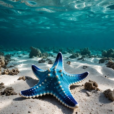 Starfish in clear ocean water