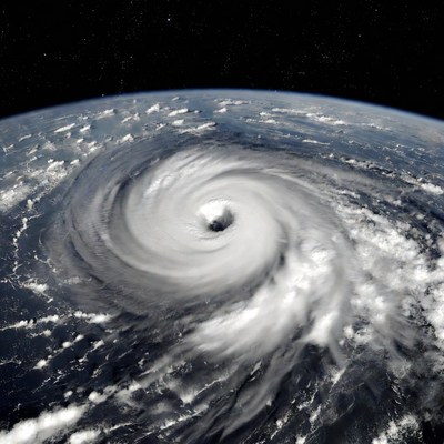 Powerful cyclone over the ocean